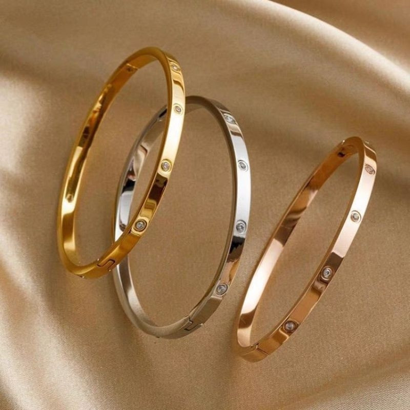 VIRAL  Gelang Tangan Wanita Asli Titanium / Gelang Wanita Branded Import CTR Permata elegan PROMO BE