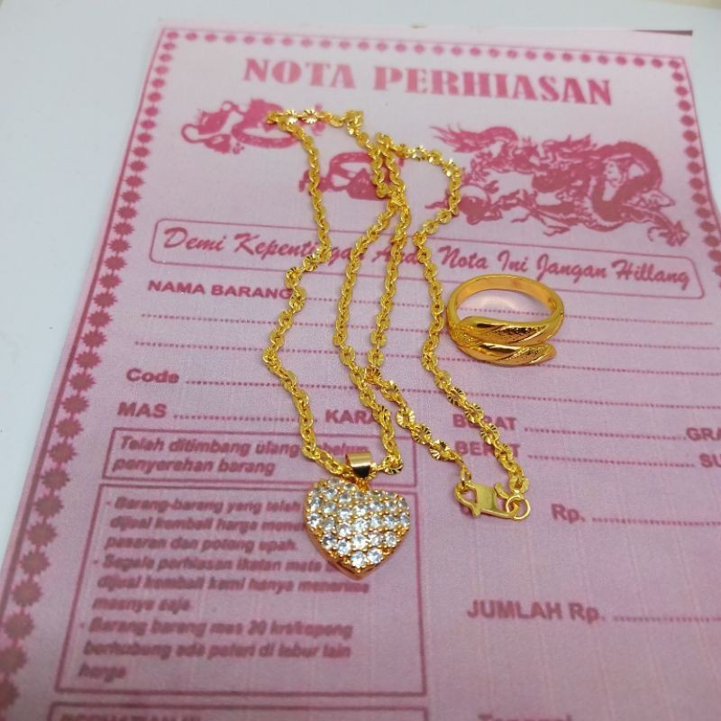 Kalung Emas 3 gram kadar 88.9, Kalung emas muda bonus cincin Anti luntur anti karat,kalung titanium 