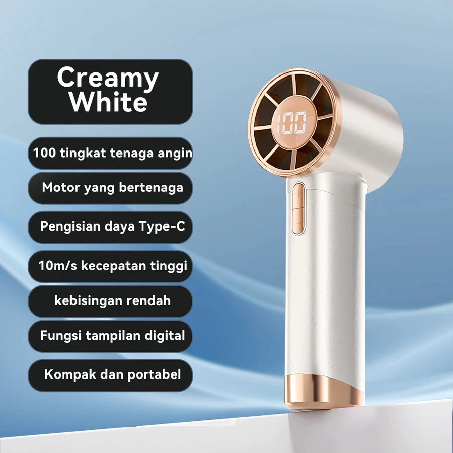 KIPAS TANGAN MINI STRONG WIND 100 GEAR WIND SPEED | KIPAS ANGIN DIGITAL DISPLAY AJUSTABLE TURBO DENG
