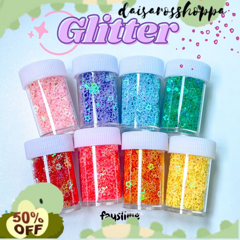 READYY LUCU TREND Glitter bentuk bunga love bintang hiasan slime | glitter bubuk FAY
