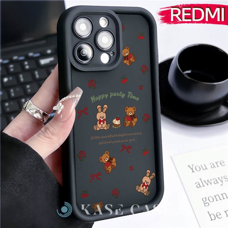 Lucu Animals Silicone SoftCase Redmi NOTE 13 Pro Redmi 12 13C Xiaomi-POCO-M4 Pro Soft Polos Hitam TP