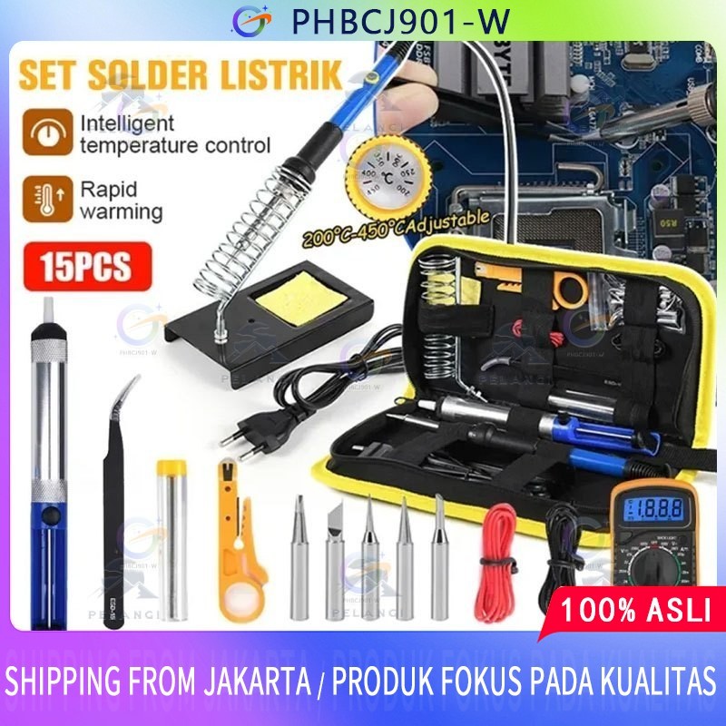 PAKET SOLDER LENGKAP 60 WATT DAN AKSESSORIS CEPAT PANAS SUHU BISA DIATUR Solder Listrik 1 Set 60 Wat