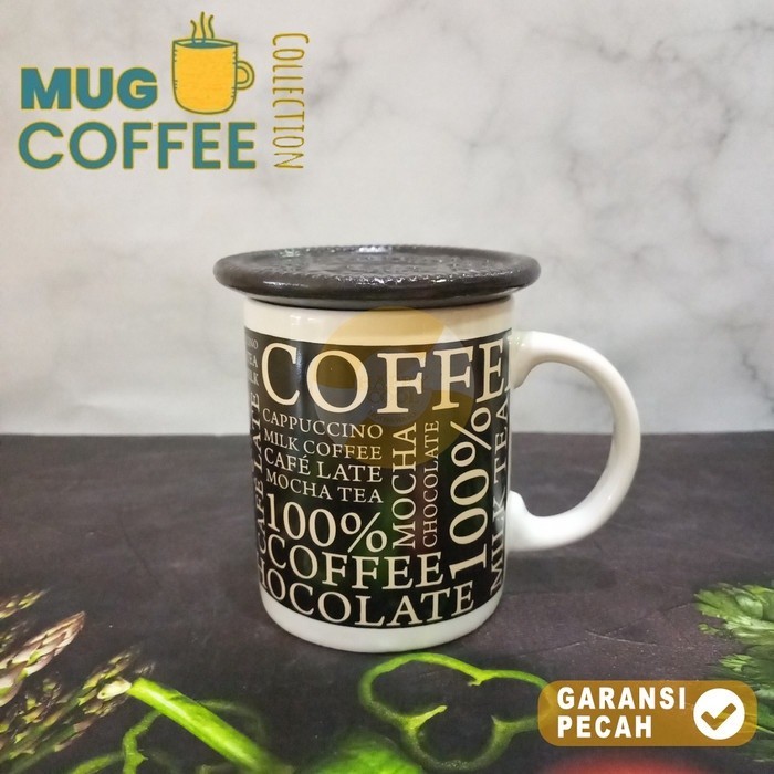 HOMECO 1pcs Mug NK Coffee Collection Mug Keramik 2in1 Tutup atau Tatakan Serbaguna 320ml