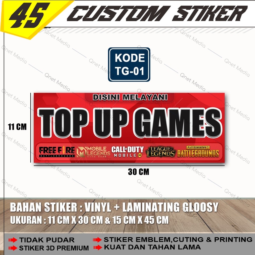Stiker Top Up Games Vinyl Glossy Tahan Air
