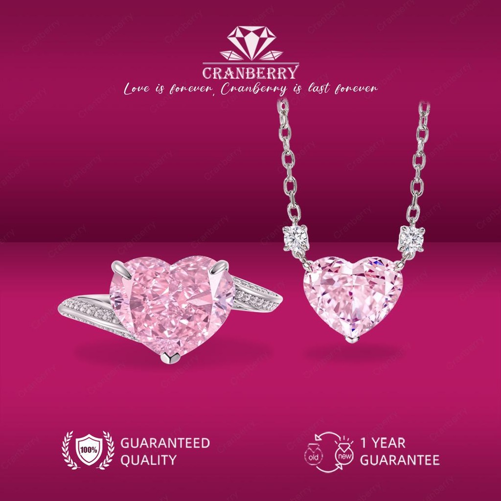 Set Kalung Cincin wanita Cranberry Jewelry Paket Elegan Zirconia Grade 7A Platinum Platting Anti Lun