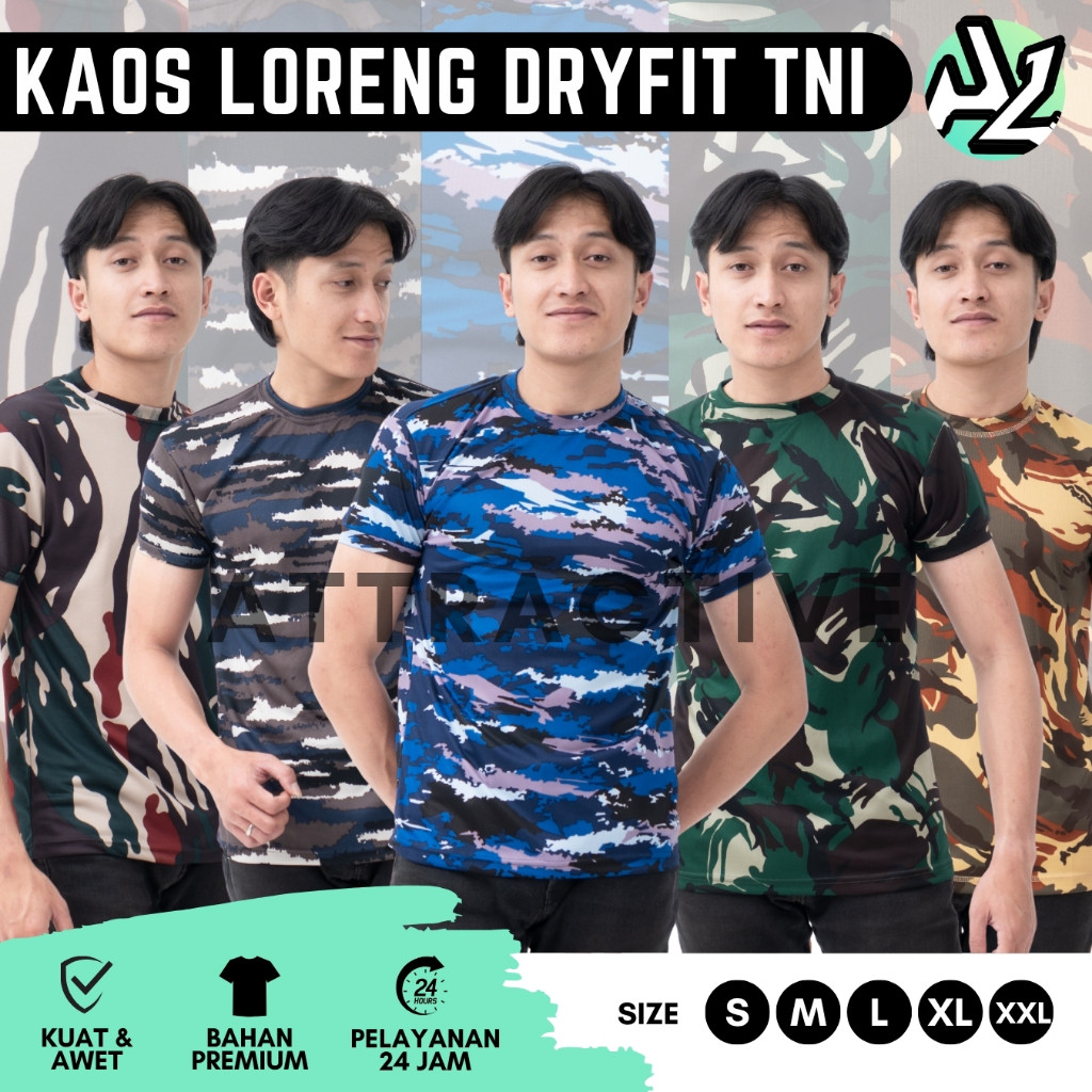 KAOS LORENG DRYFIT TNI AL/TNI AU/TNI AD/MALVINAS/LIBANON/KOPASSUS - ATTRACTIVE