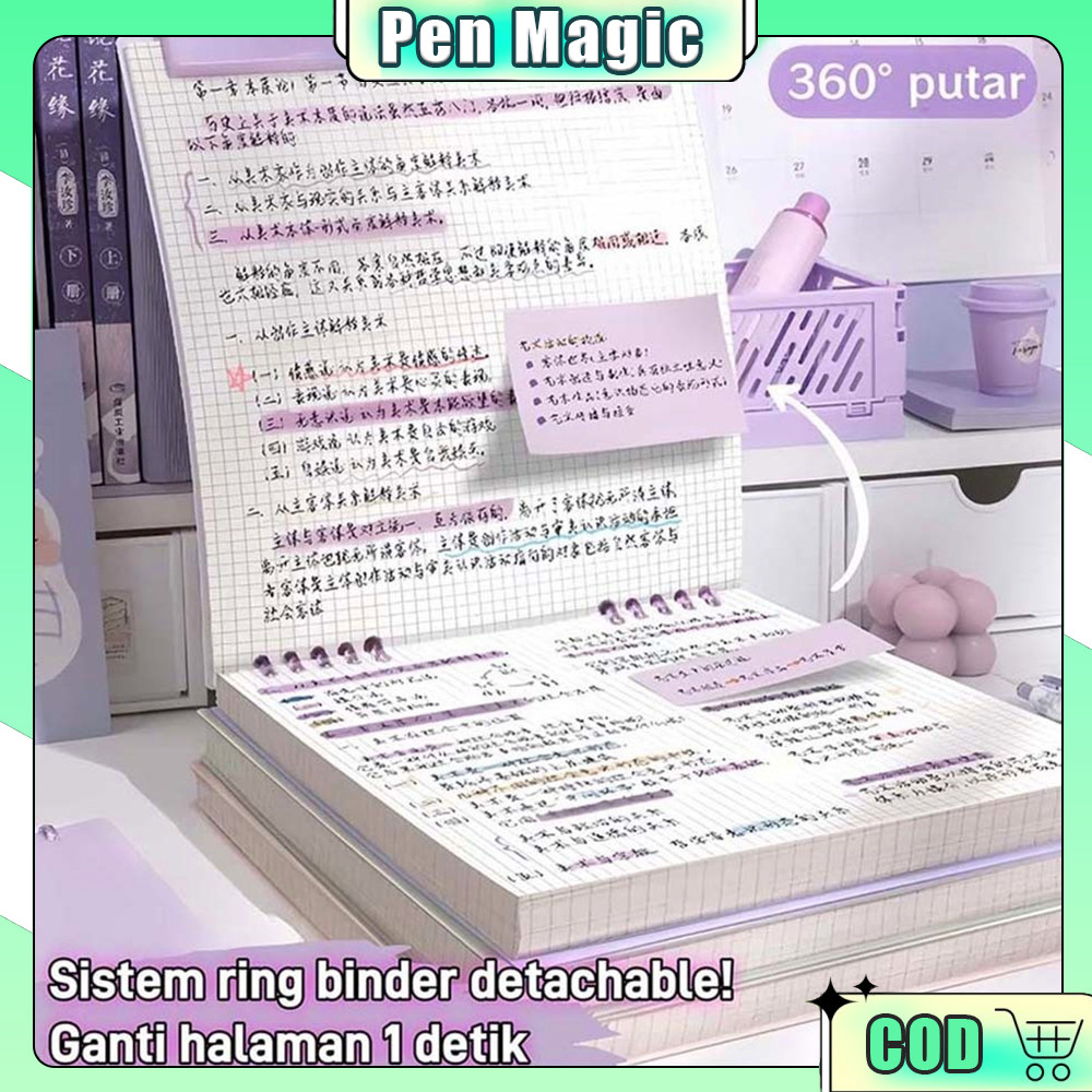 B5 Binder 360 Derajat / Buku Catatan Aesthetic / Binder Kuliah Aesthetic / Notebook Binder / Buku Tu