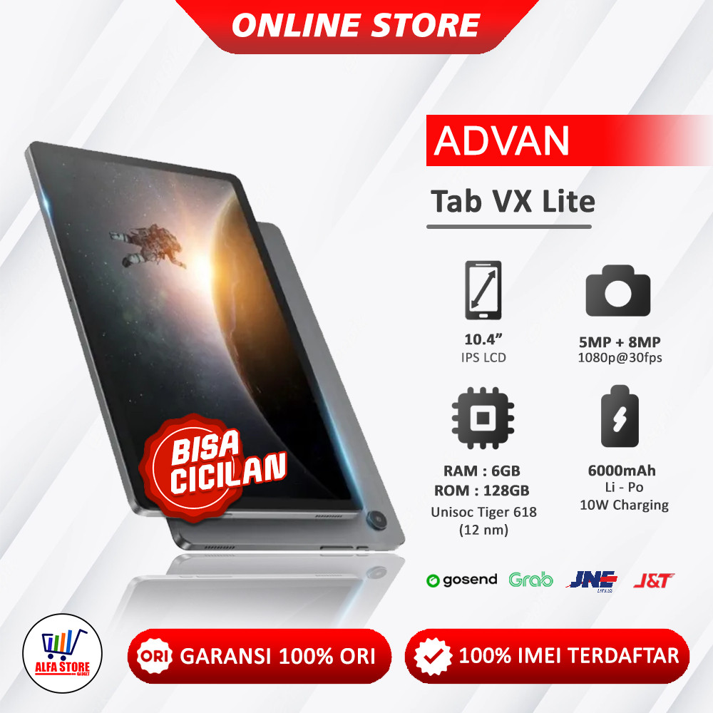 Advan tab advan tablet vx lite ram 6/128Gb 10.4inch octa core simcard 4G lte  advan tab vx neo 10.1i