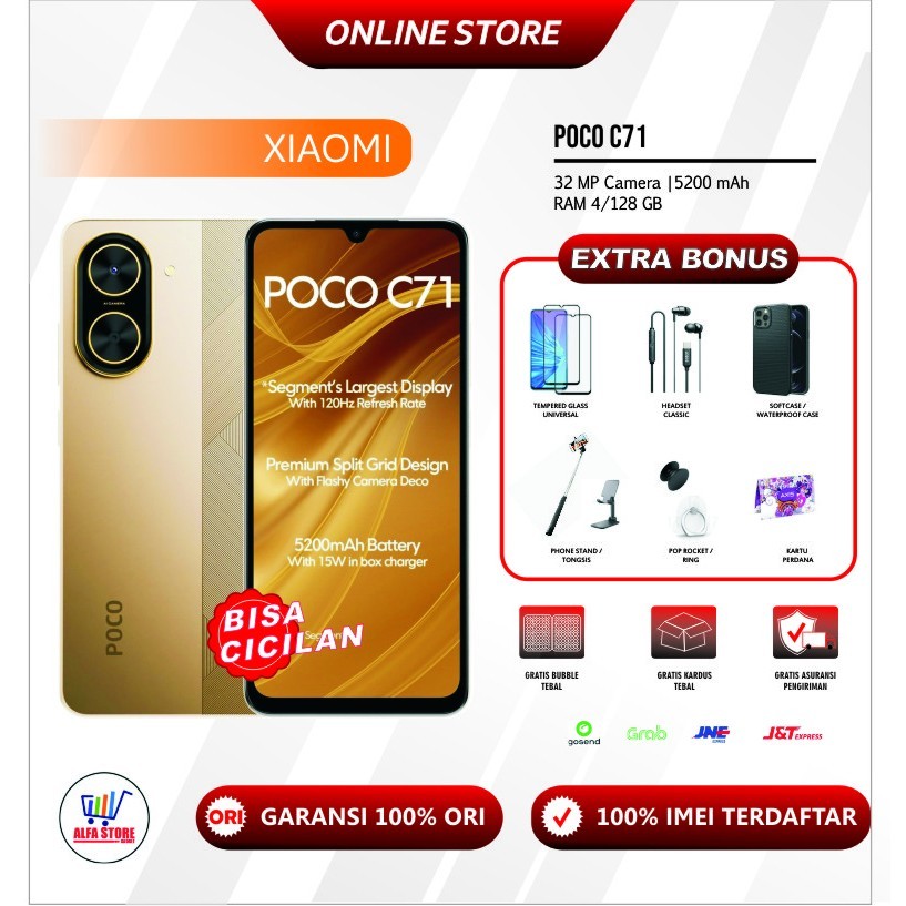 xiaomi poco c71 ram 4/128gb poco c40 ram 4/64gb garansi resmi poco pocophone
