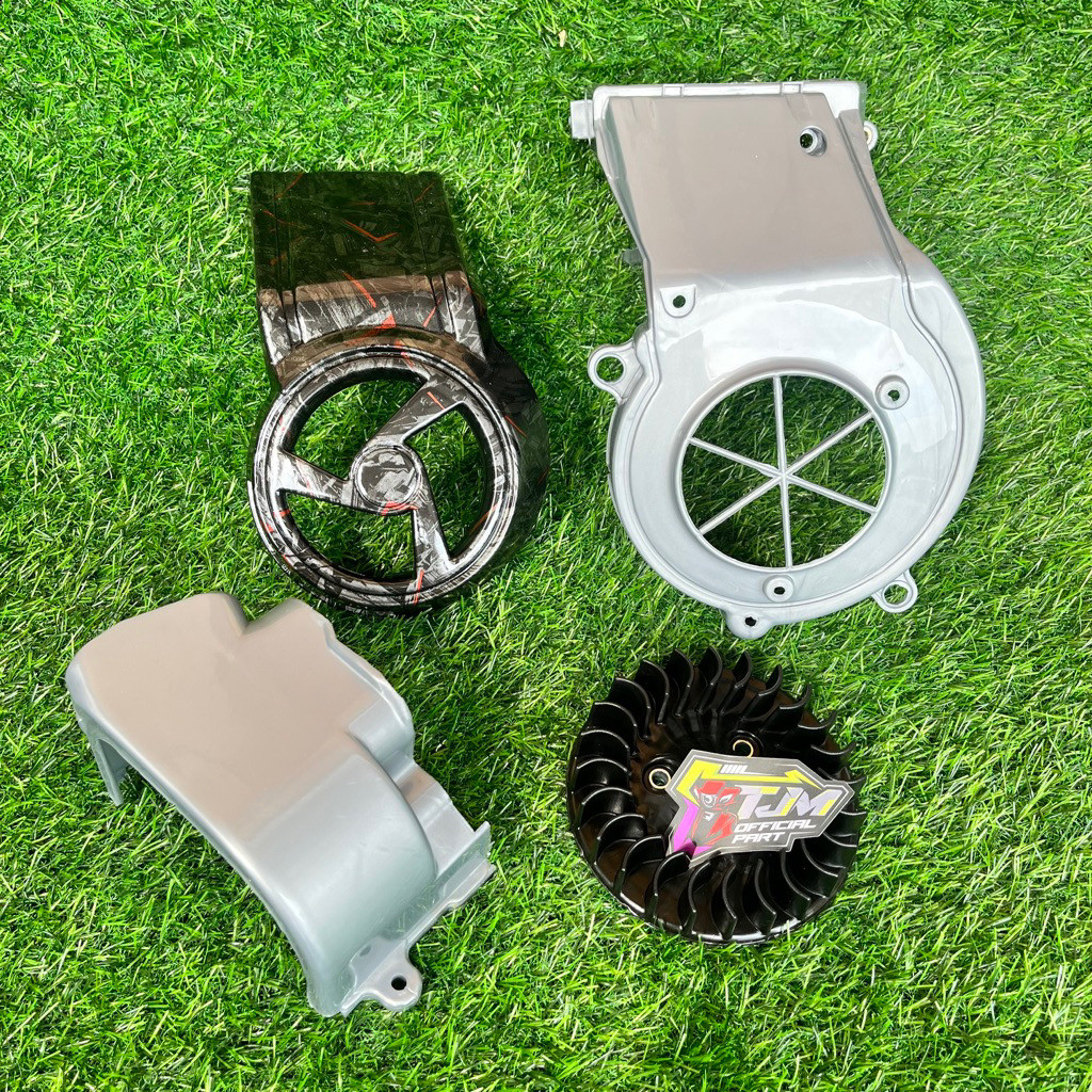 COVER + kipas pendingin COVER MESIN KARBON FIZR tutup block kiri fizr KARBON FORGED MERAH