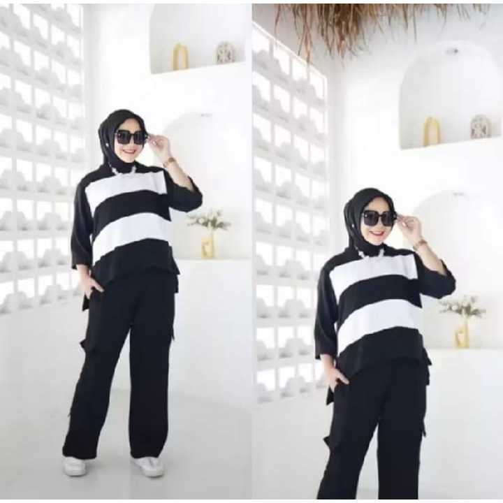 10.10 CUCI GUDANG!!SETELAN BLASTER CARGO SETELAN ONESET STRIP TERLARIS / KAIN BAGUS CRINKLE AIRFLOW 