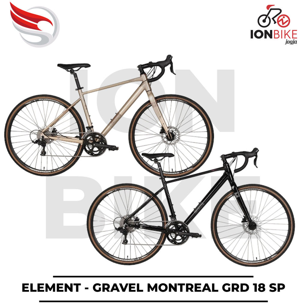 Sepeda Gravel 700c Element Montreal GRD 2x9 Speed Frame Alloy Ringan 700 c Gravelbike Commuter Urban