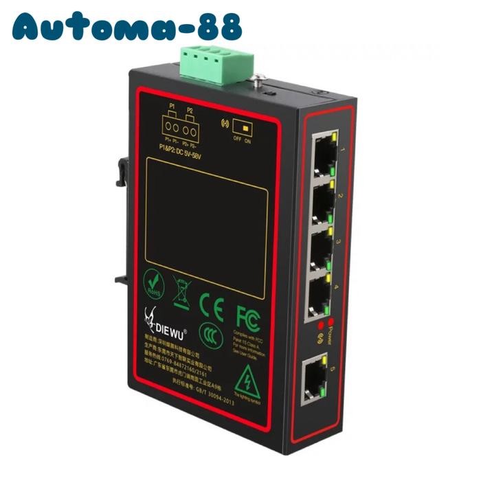 Din-Rail-5-port-Ethernet-Switch Hub RJ45 10/100 Mbps industrial 5port TERBAIK...