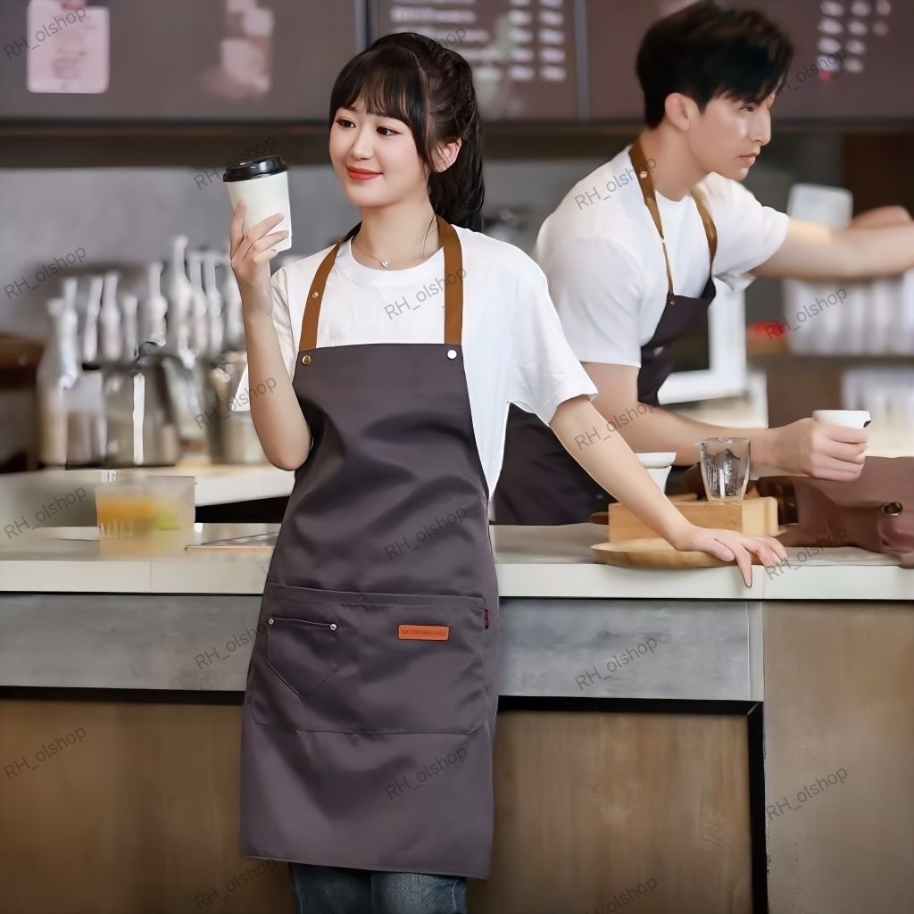 Apron Waterproof Celemek Barista Korean Style Pria Wanita Apron Barista Celemek Dapur