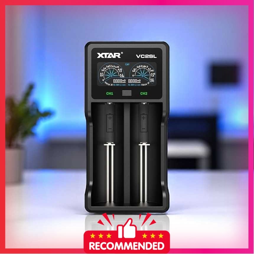 XTAR Charger Baterai 2 Slot AA AAA 18650 Li-Ion Ni-MH LCD Power Bank - VC2SL