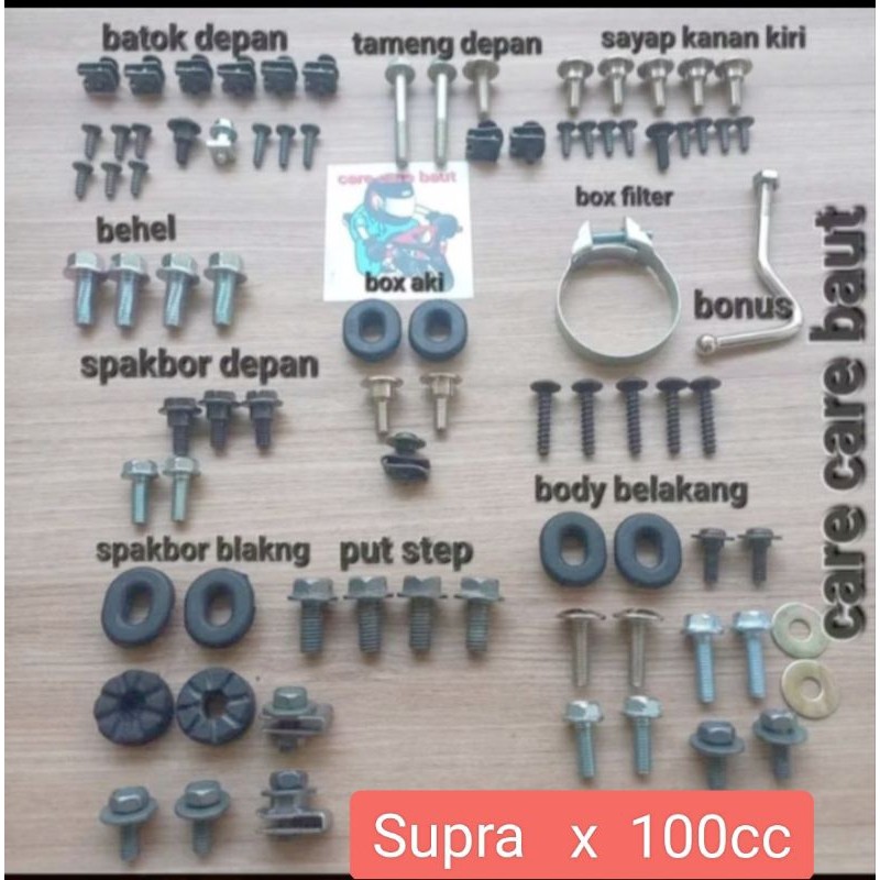 Baut Body Supra X 100 Cc Lama Komplit