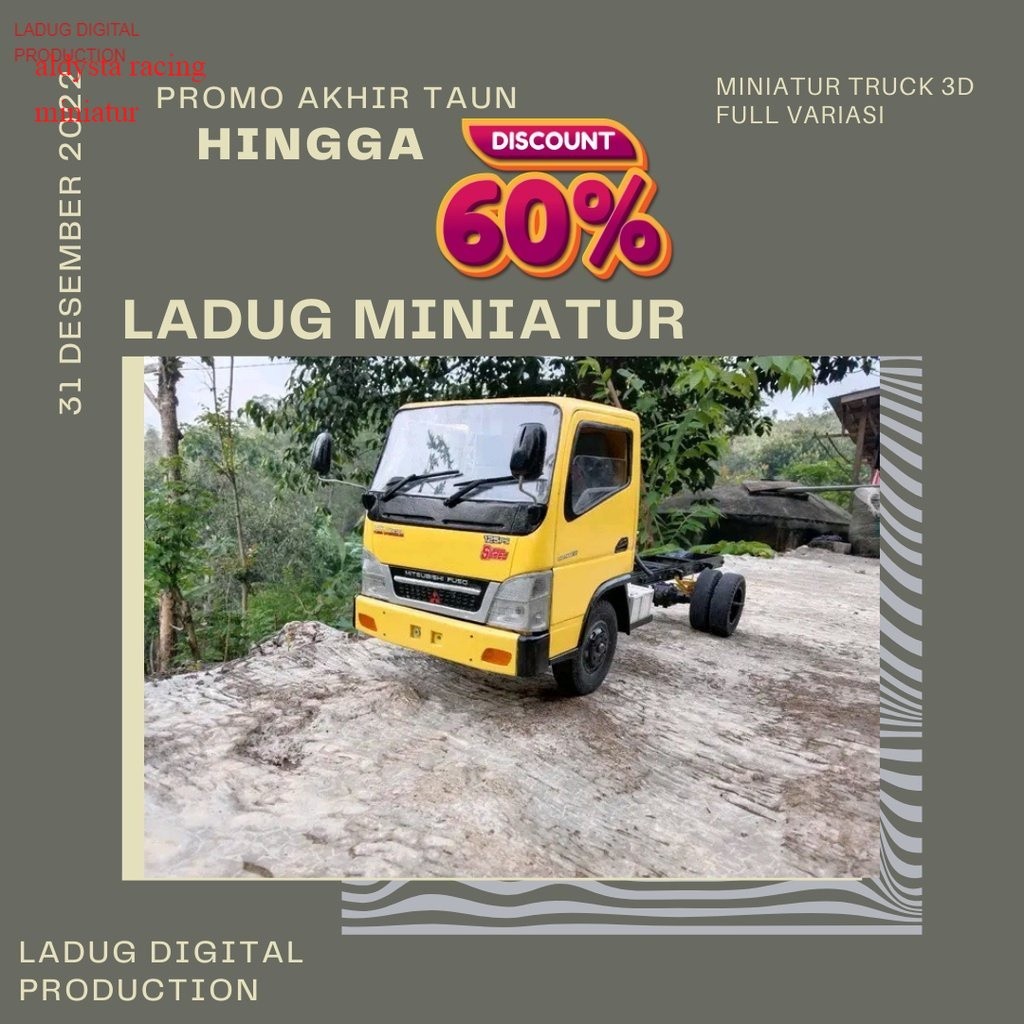Miniatur truck canter kabin dan sasis