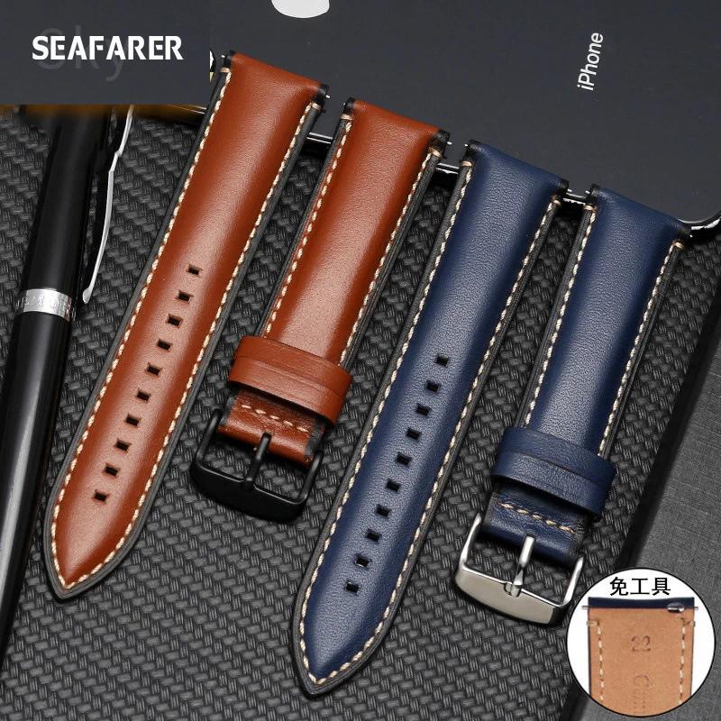 Cowhide Genuine Leather 20mm 22mm Watbnd Strap for FOSSIL FS4835 FS5237 ME3052 FTW1114 Waterproof Me