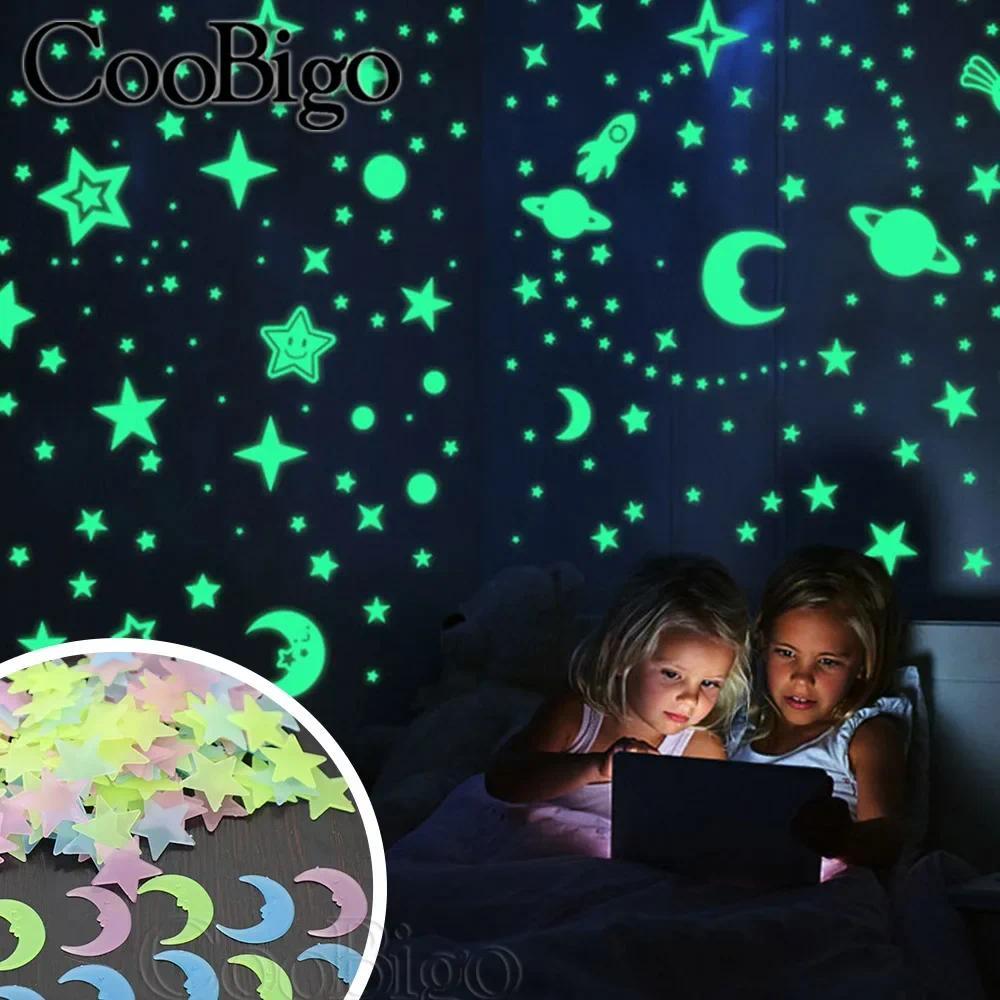 1~5Pack Stars Luminous Wall Stickers for Baby Bedroom Livingroom Ceiling Home Glow In The Dark Decor