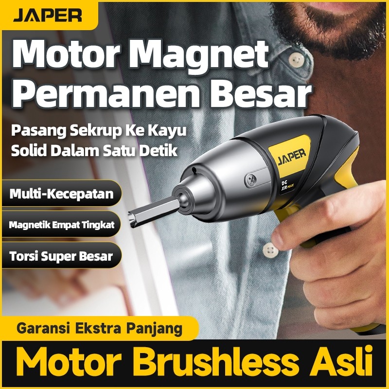 TEAMOR JAPER Obeng Listrik Baterai Tanpa Kabel Mesin obeng baterai koper, kit alat bor tanpa kabel, 