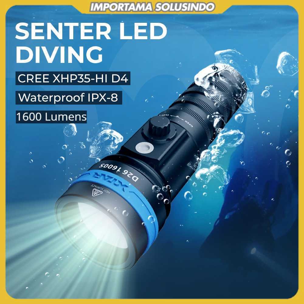 XTAR Senter Selam Diving CREE XHP35-HI D4 Waterproof IPX8 1600 Lumens - D26 1600S