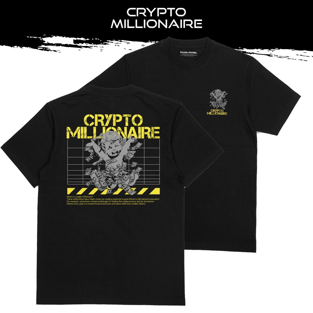 Kaos UNISEX - Kaos Crypto "Crypto Millionaire" -Kaos Cryptocurrency/Kaos Crypto/Baju Crypto/Tshirt C