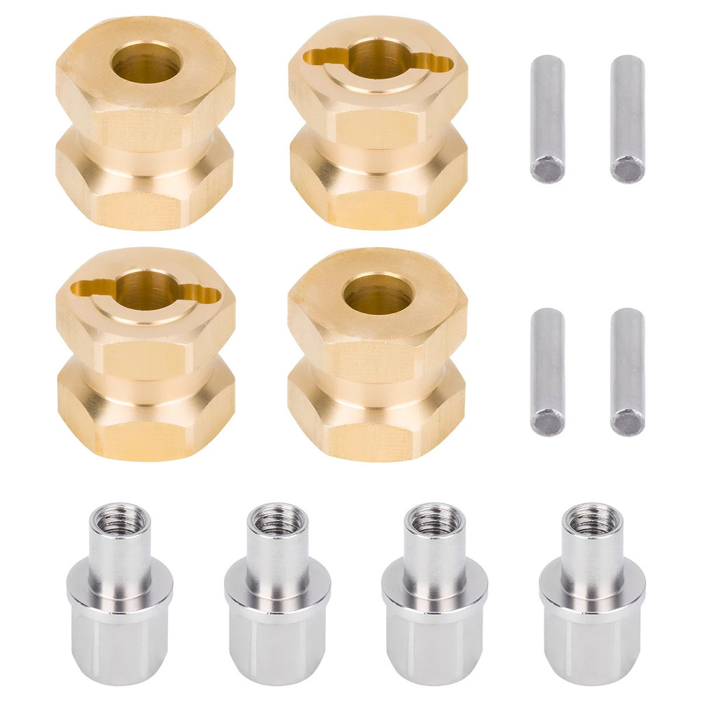 4Pcs Brass 12MM Wheel Hex Extended Adapter Combiner 12/15/17/20/25MM for 1/10 RC Crawler Car Axial S