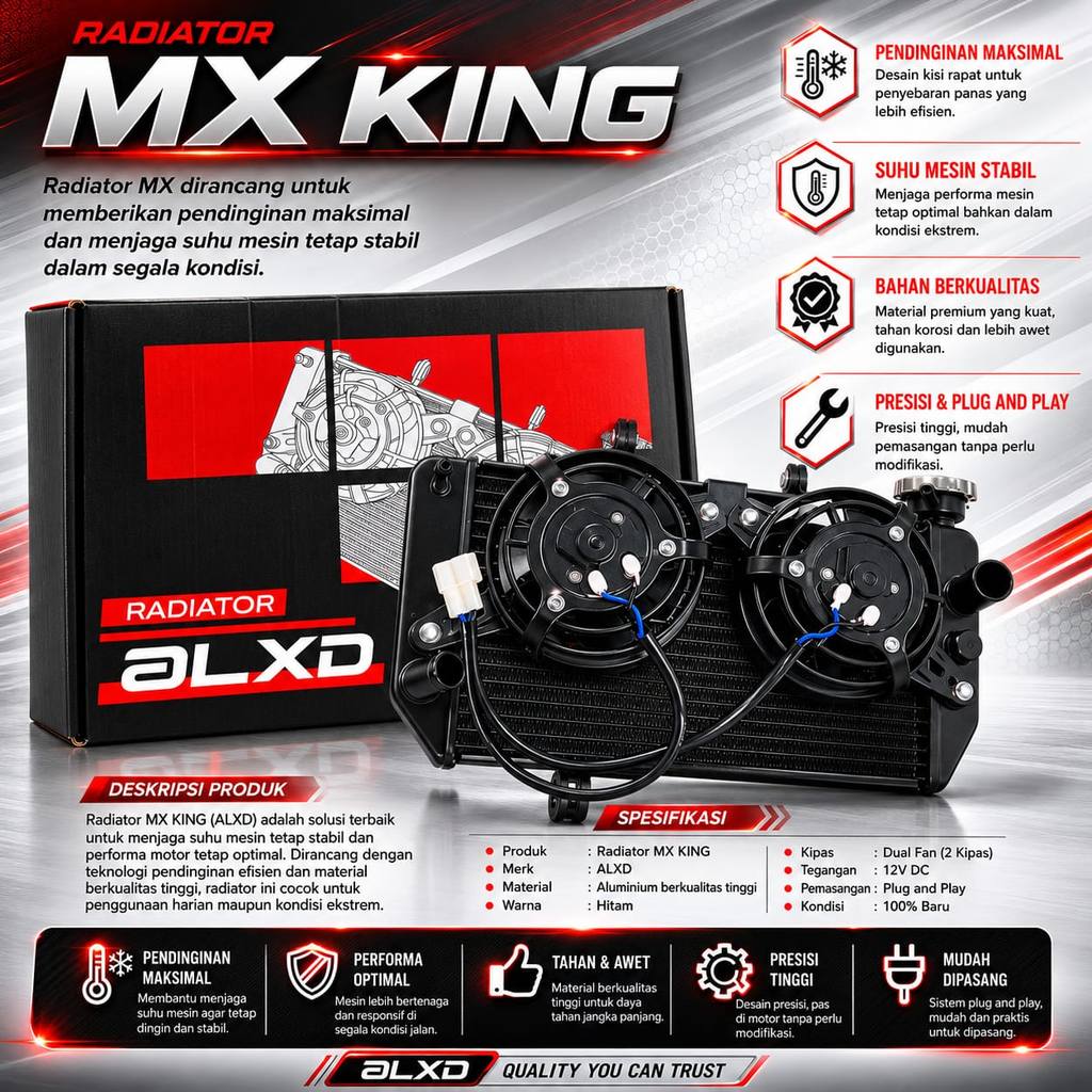 RADIATOR DOUBLE KIPAS RADIATOR RACING MX KING NEW VIXION OLD-NEW MXKING V1 V2 XABRE RADIATOR ALXD RA
