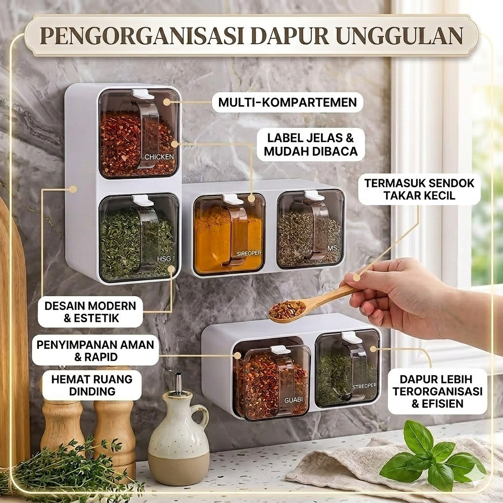 ELMO Rak Bumbu Set Gantung Minimalis Spice Bottle Storage Rack