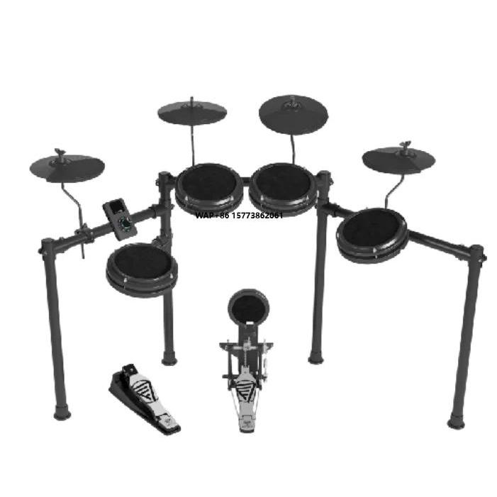 Mesh Pad Electric Drum Kit with 184 Tones Metal Electric Drum Set Featuring Carbon Fiber Drum Chambe