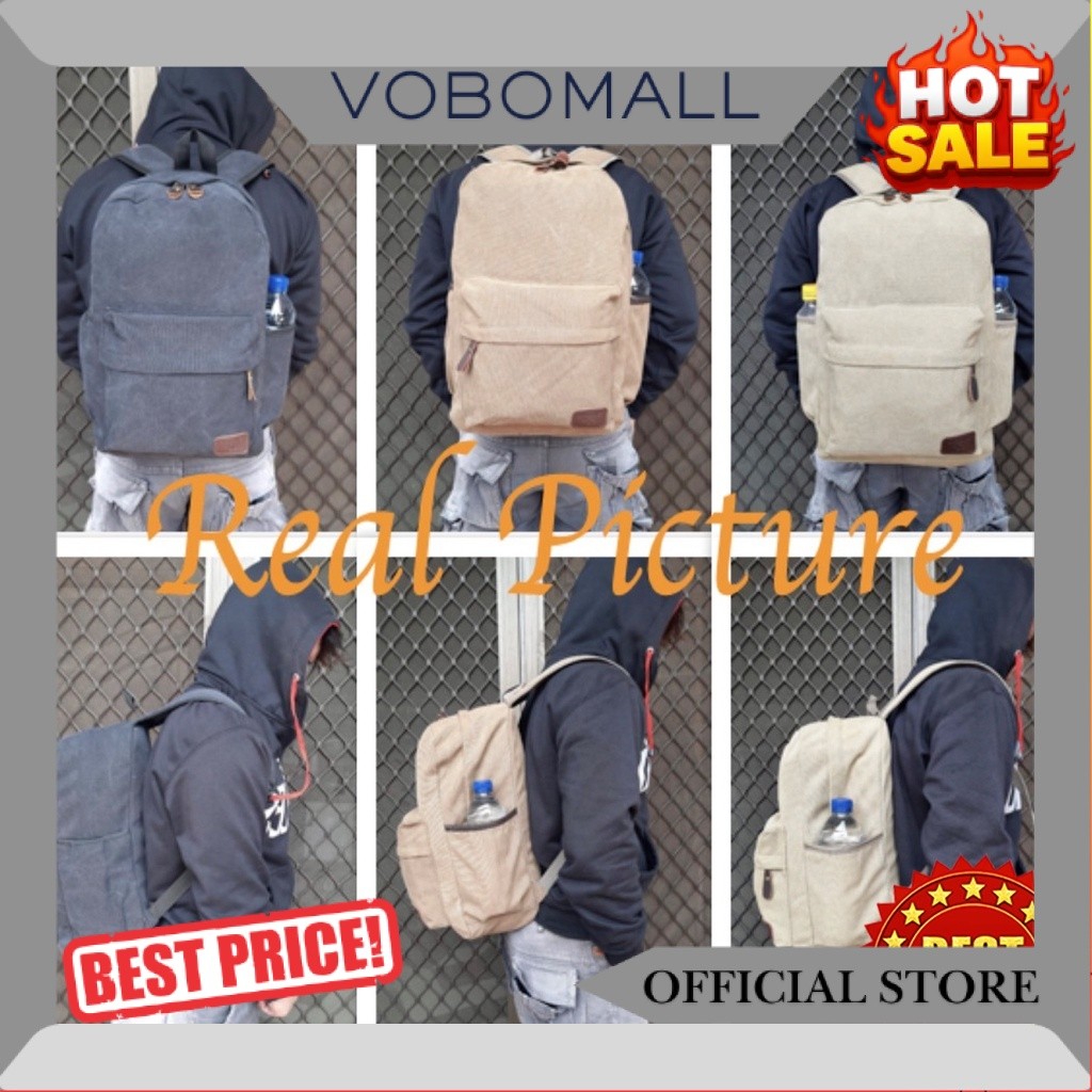 WYK10 Tas Ransel Kanvas Backpack Canvas Polos Tas Laptop  TKM TKMOS