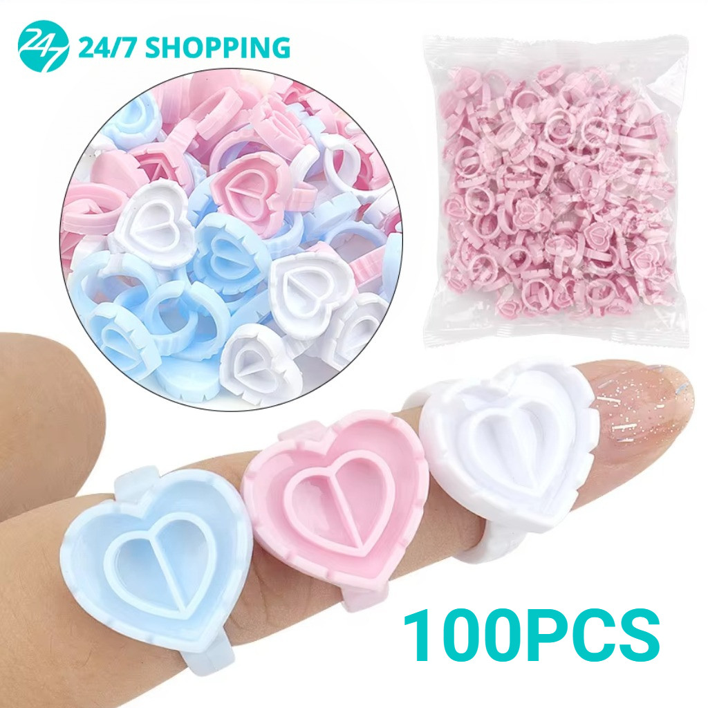100 Pcs Volume Eyelash Ring / Ring Lem Eyelash Cabang Volume / Ring Hati Eyelash