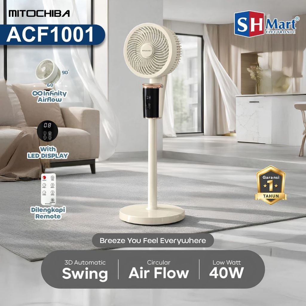 Mitochiba Air Circulator Fan 3D Kipas Angin Remote Control ACF1001 Hemat Listrik(MEDAN)