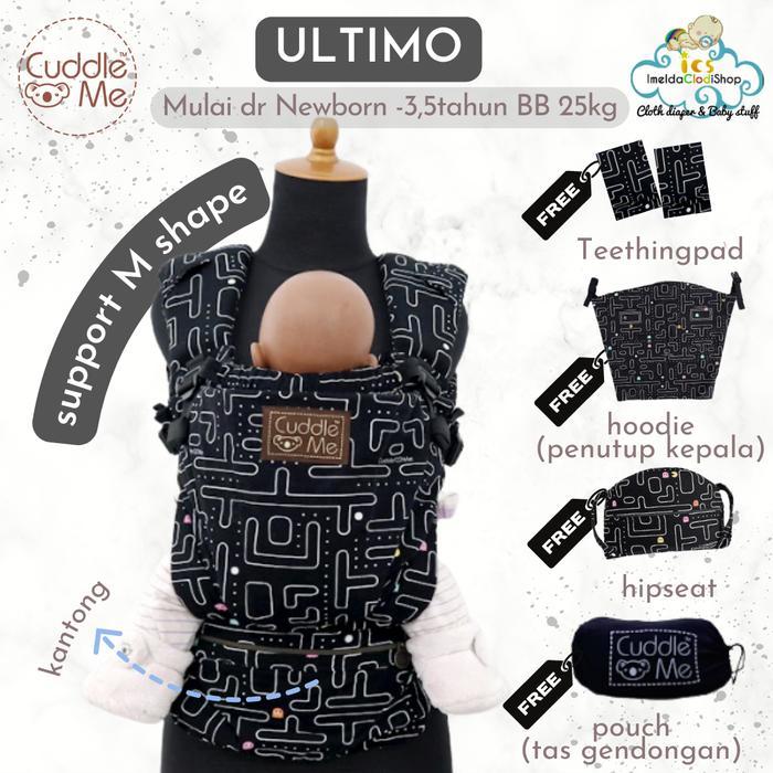 CuddleMe ULTIMO AERO Carrier Gendongan Bayi Depan SSC Hipseat M Shape Newborn 0-3 Tahun 25kg polos h