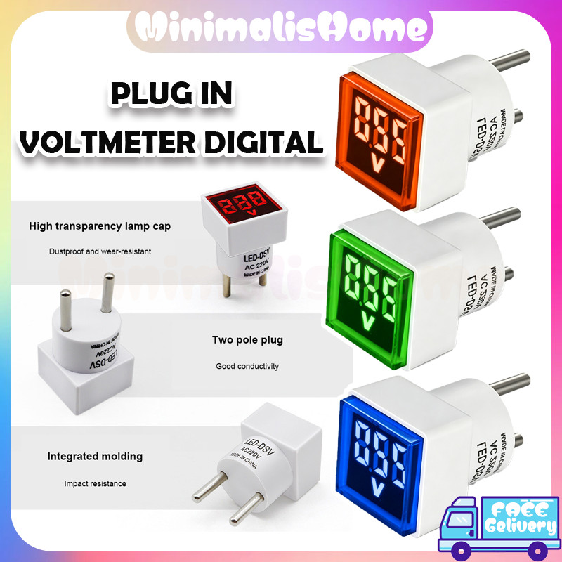 MinimalisHome Alat Pengukur Voltase LIstrik Colok / Voltmeter Colokan Digital Volt / Digital Voltmet