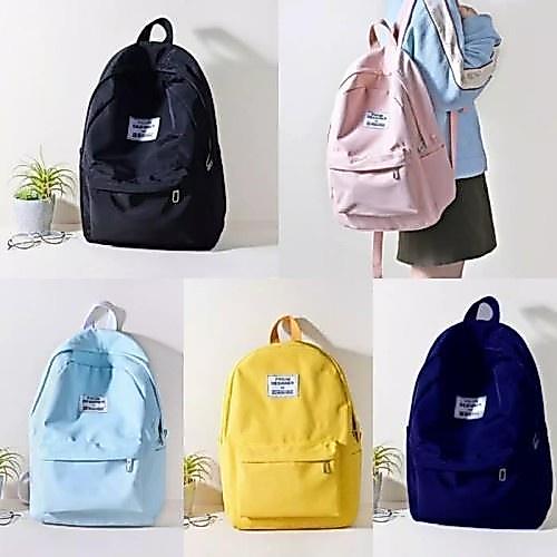 STOK TERBATAS Tas Sekolah wanita Hitam Polos Wanita Aestetic / Tas Ransel Sekolah Cewek Kanvas