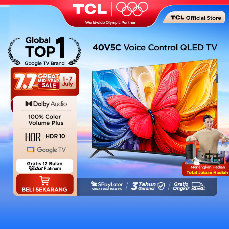 [Flash Sale] TCL Ultimate QLED FHD TV 40 inch V5C - HDR 10 - Dolby Audio - Google Play/Netflix/Youtu