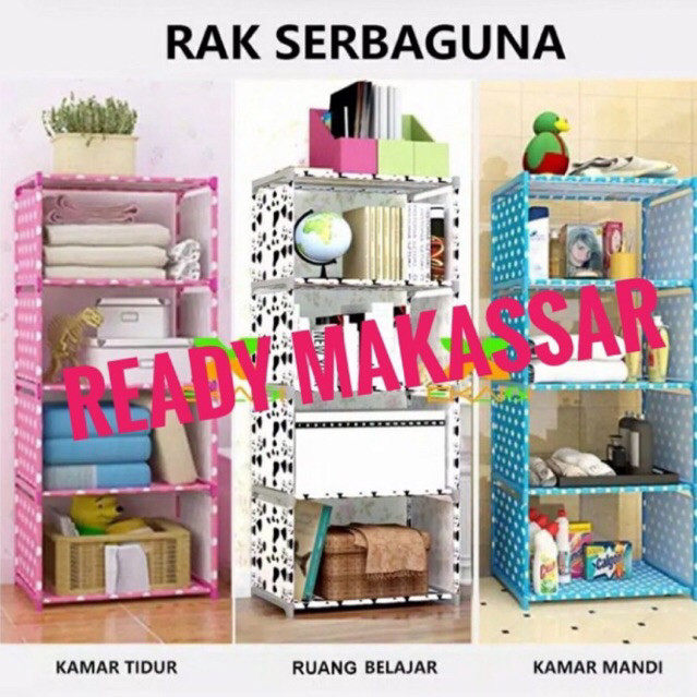 New RAK SERBAGUNA 4 PENOPANG / Rak buku portable lemari multi fungsi sepatu 5 tingkat 4 susun RAK1 M