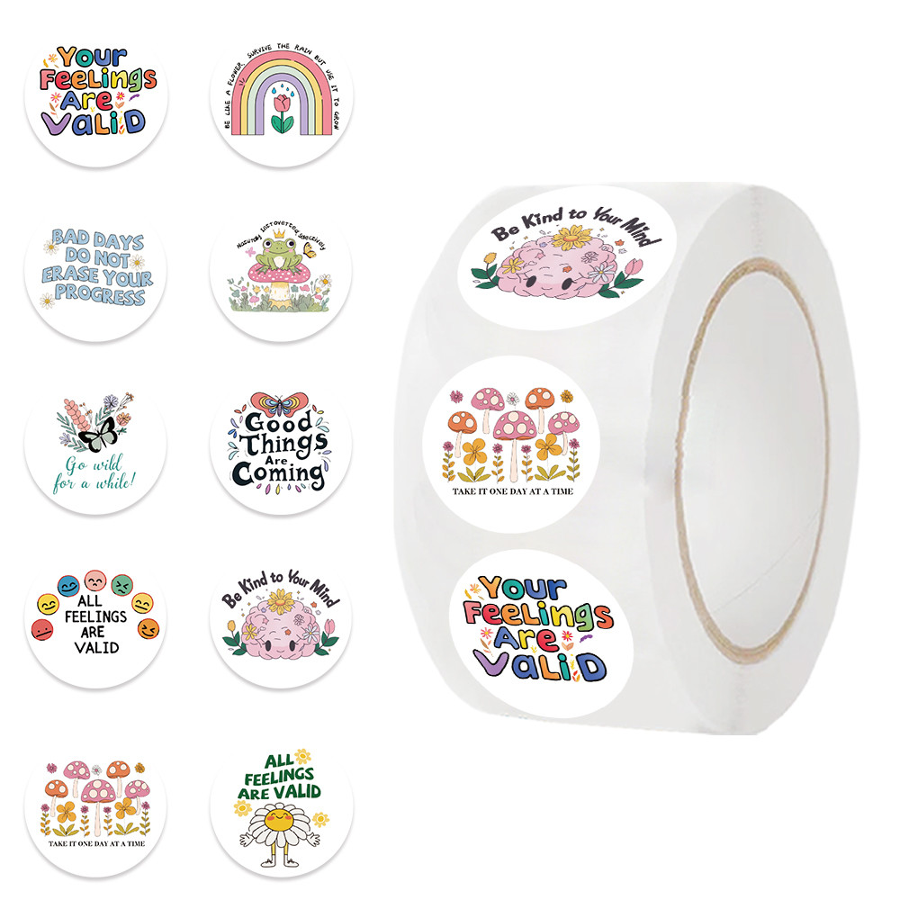 

500PCS Mental Health Awareness Roll Stickers Laptop Notebook Phone Fridge Room Psychology Therapy Aesthetic DIY Roll Sticker