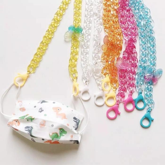 

READY crystal butterfly mask/tali rantai masker/kalung masker /mask chain - Putih