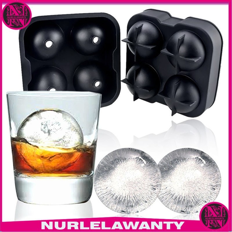 

- TEENRA Cetakan Es Batu Silikon Bulat 4 Grid Ice Cube Mold - TW-159 -