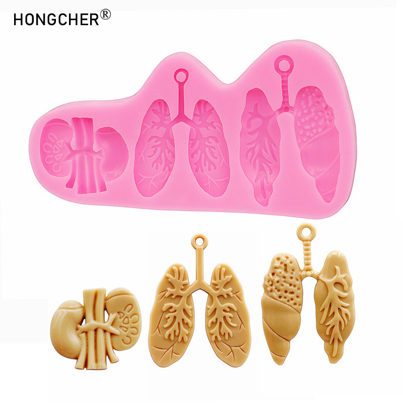 

Human organ kidney heart earring pendant resin jewellery drip mould brain DIY chocolate cake dessert decoration silicone moulds