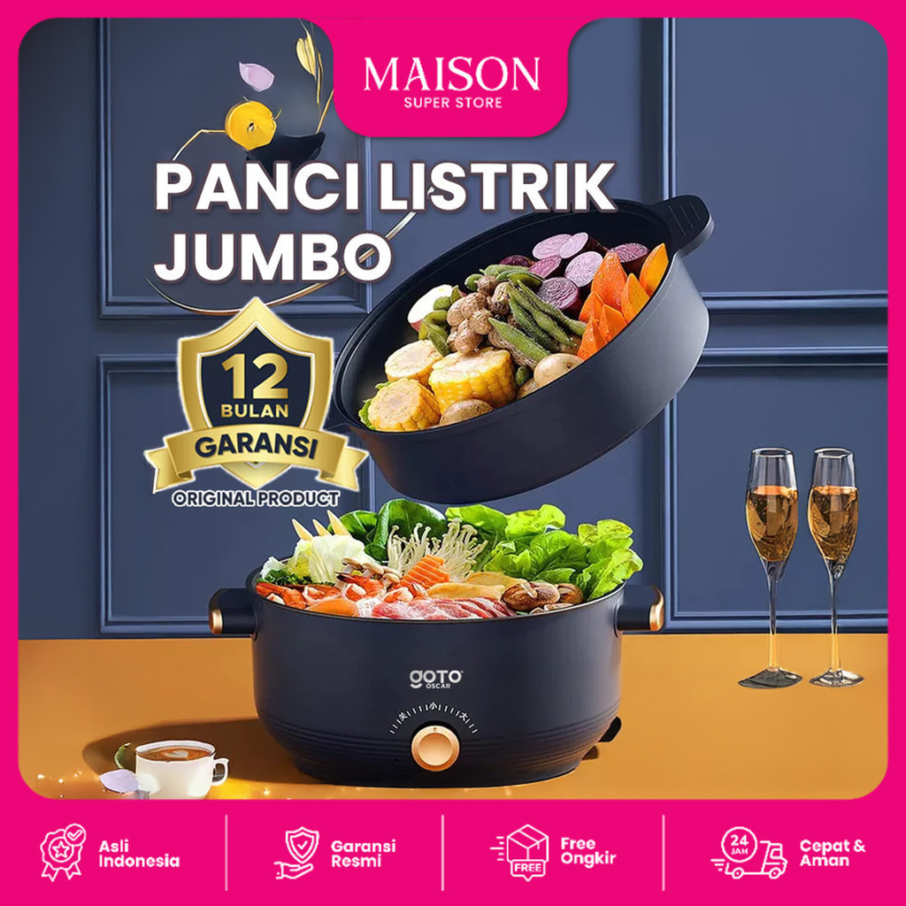 Goto Oscar Panci Listrik Serbaguna Elektrik Fry Pan 3L Goreng Kukus