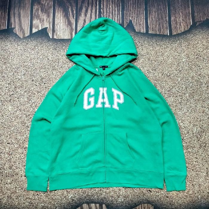 jaket zip hoodie GAP big logo bordir hijau jemper pria murah bagus size XXL