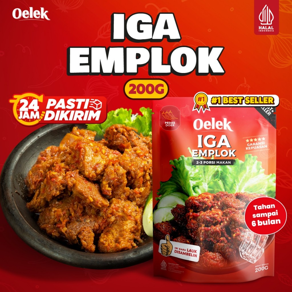 Oelek Iga Emplok Mercon 200 gr/ Iga Mercon / Iga Sambal / Oseng Iga / Iga Pedas / Lauk Siap Saji