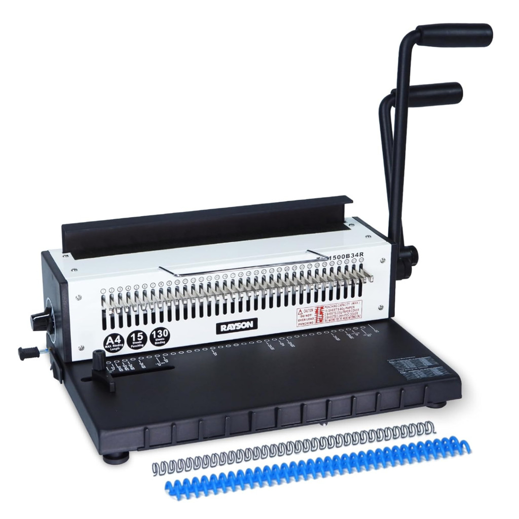

A4 Calendar Note Book Binding Machine, Round Holes, 3:1 Pitch Wire-O Binder Punch 15 Sheets/Bind 130 Sheets with Sturdy Metal