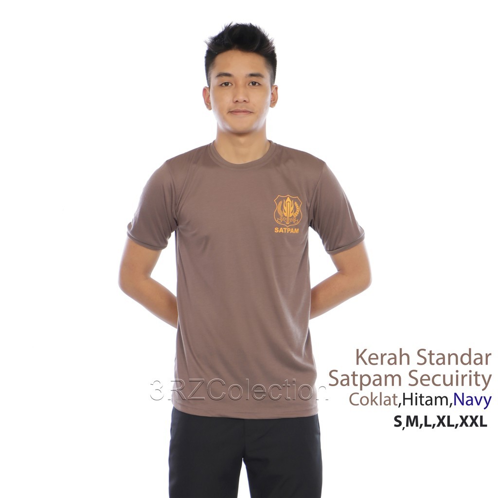 Security Satpam kaos security terbaru baju kaos dalaman satpam security coklat Kaos Krem Satpam Secu