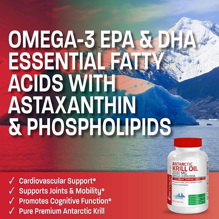 Bronson Antarctic Krill Oil 2000 mg 120 softgels - 1000 MG ISI 60 Original Bestseller