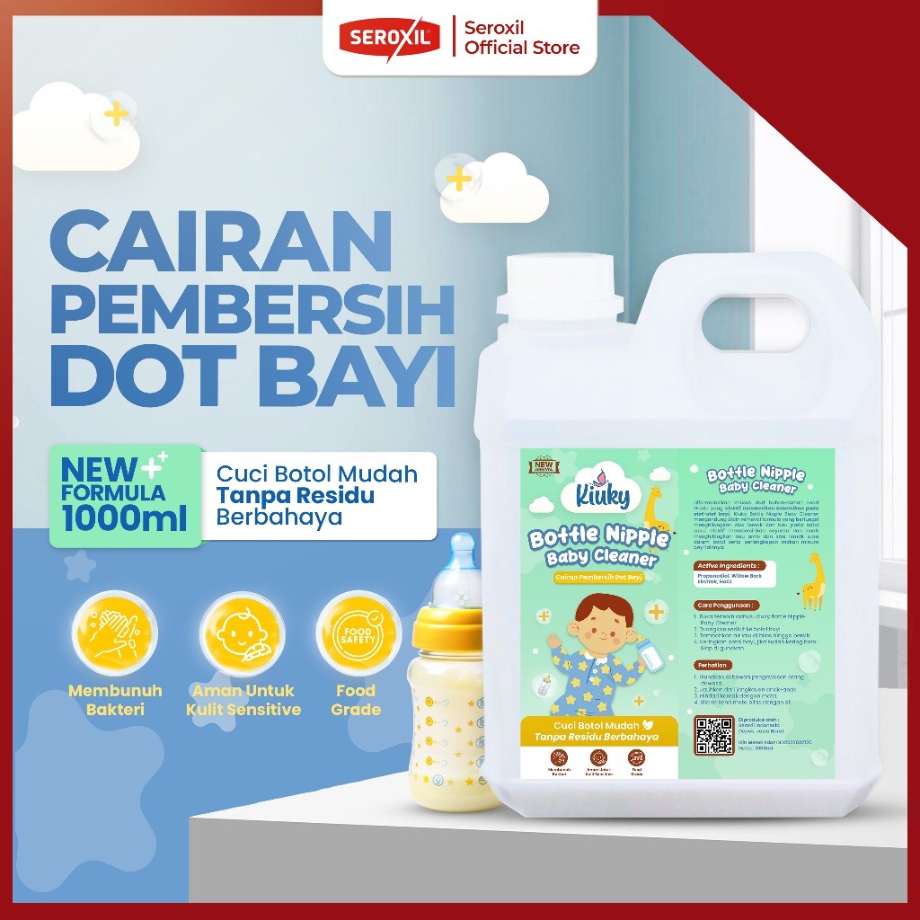 Seroxil Kiuky Liquid Cleanser Cairan Sabun Pembersih Dot Botol Susu Bayi Bottle Cleaner 1 Liter