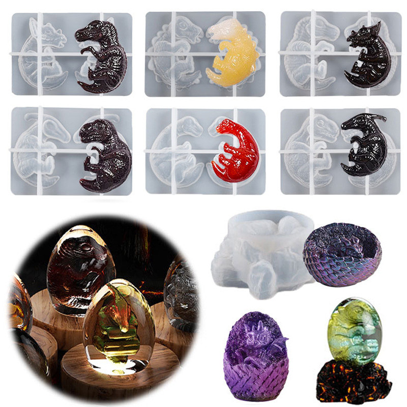 

Mould 3D Dinosaur Egg Earrings Pendant Resin Silicone Mold Dripping Glue DIY Dragon Baby Integrated Starry Sky Ball Night Light